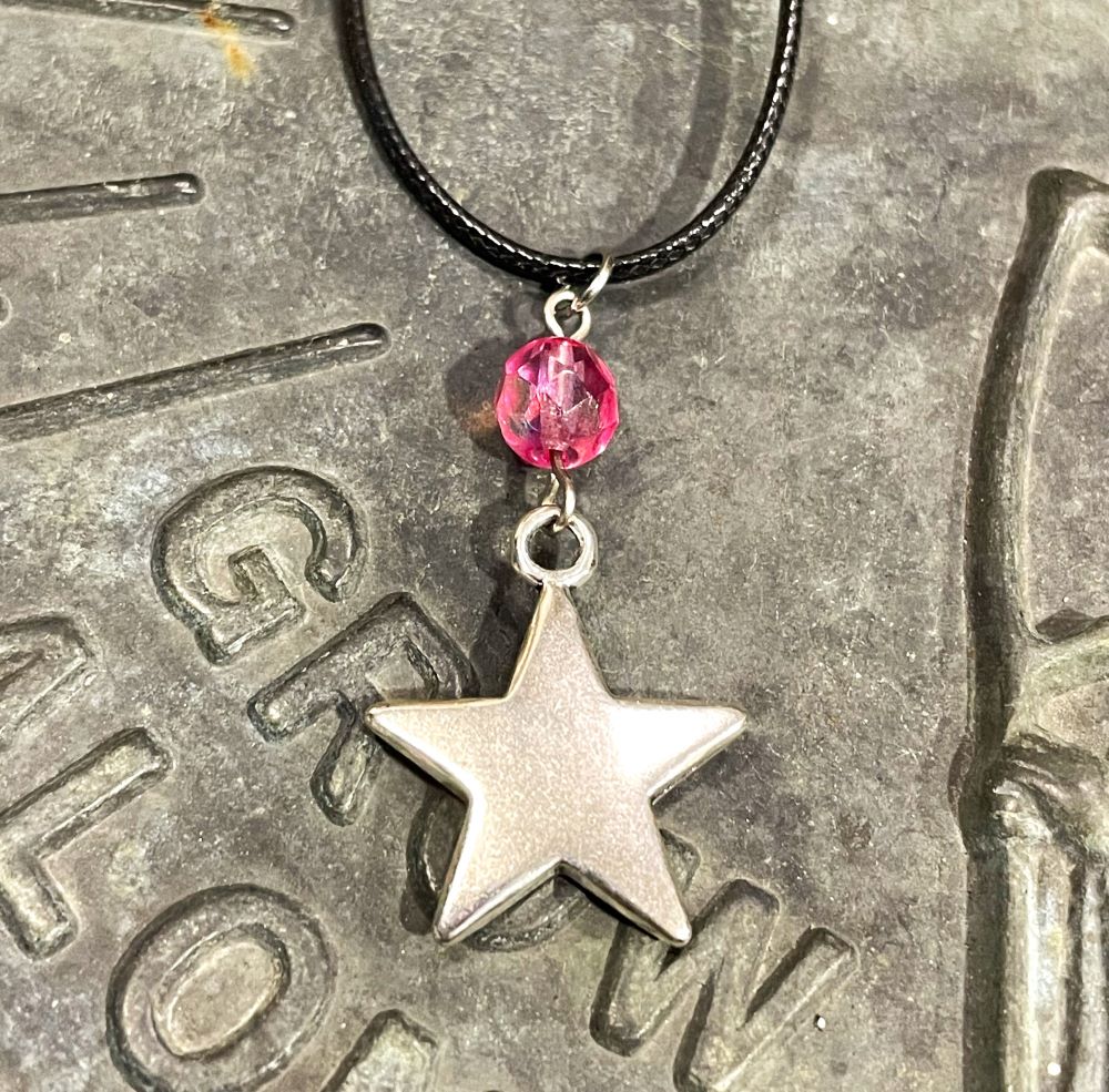 Silver Star with Pink Crystal