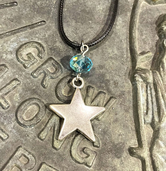 Silver Star with Blue Crystal