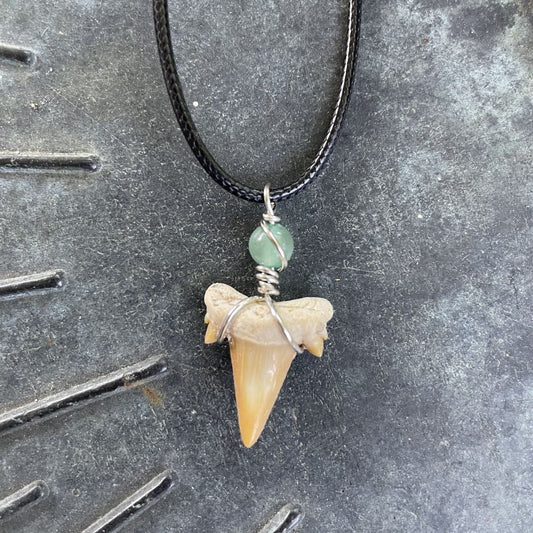 Shark Tooth with Green Aventurine Necklace