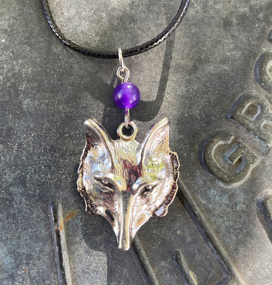 Amethyst with Wolf Necklace