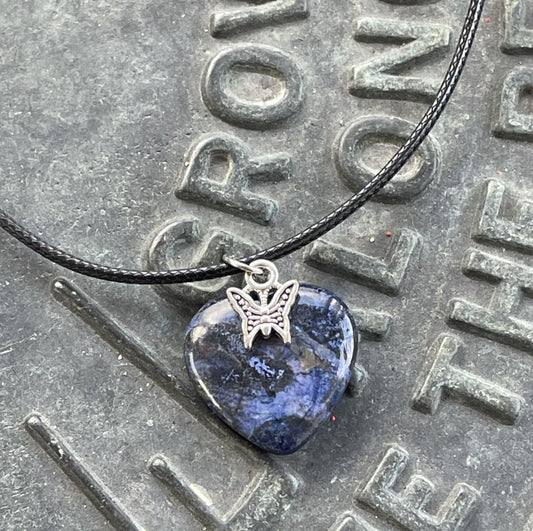 Sodalite Heart with Butterfly