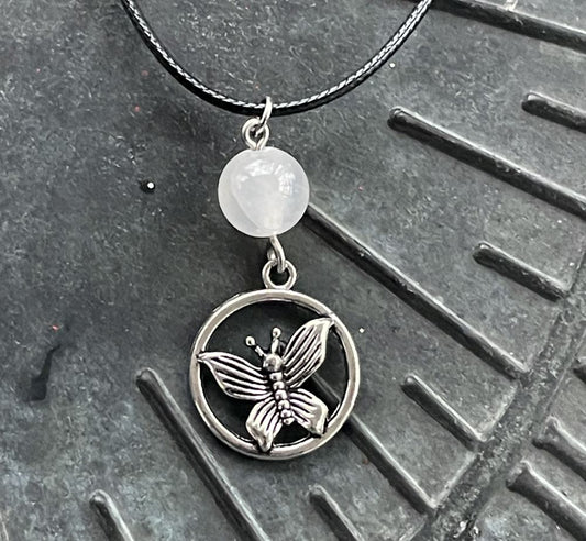 Selenite with Butterfly Necklace