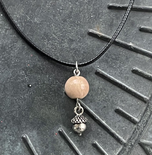 Sunstone with Acorn Necklace