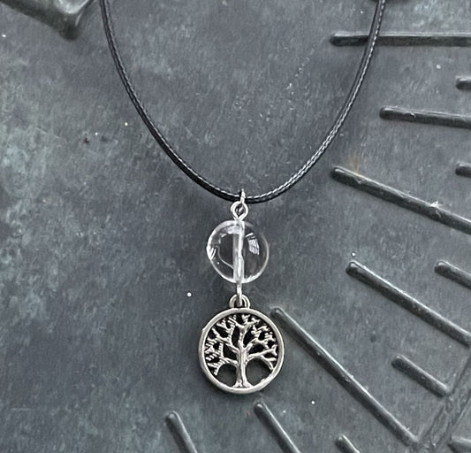 Quartz with Tree of Life Necklace