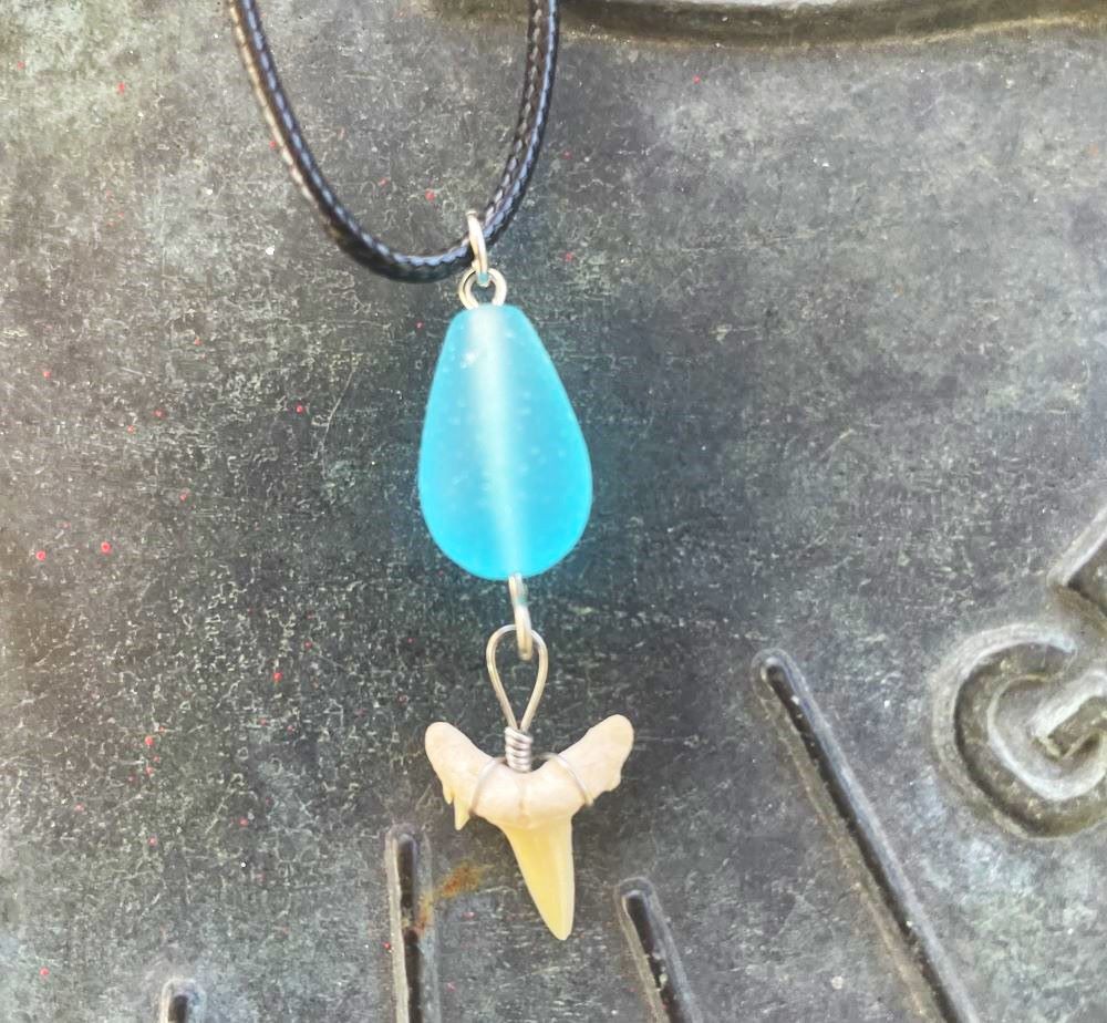 Sea Glass Small Shark Tooth Necklace