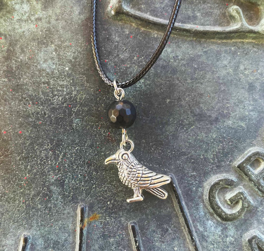 Onyx with Raven Necklace