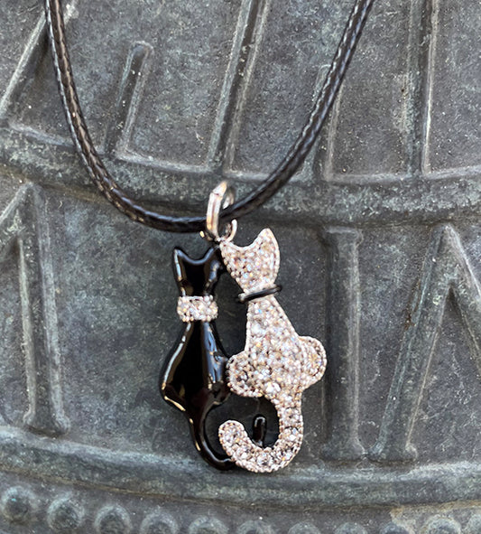 Rhinestone Cats Necklace