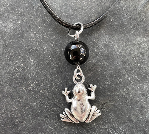 Obsidian with Frog Necklace