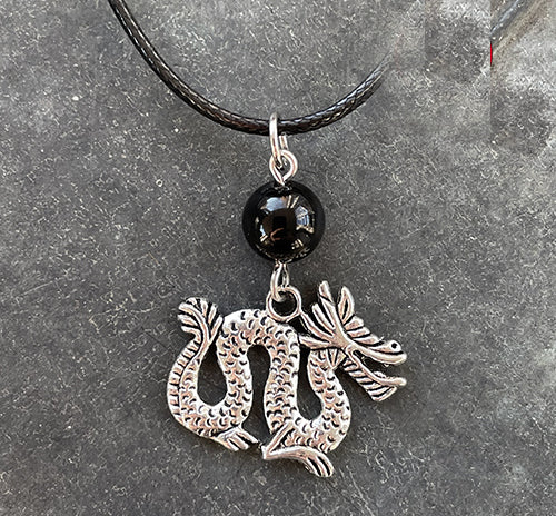 Obsidian with Dragon Necklace