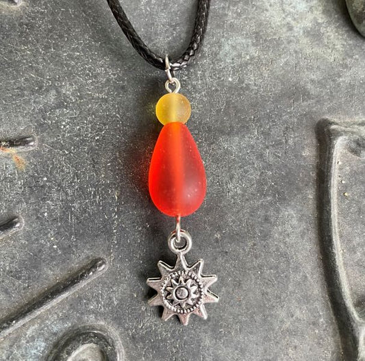 Sea Glass with Sun Necklace