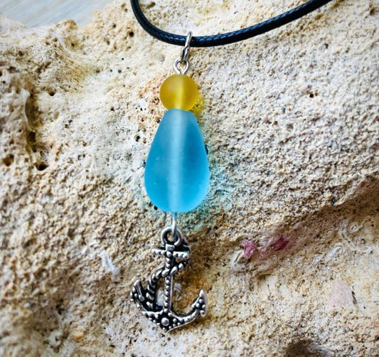 Sea Glass with Anchor Necklace