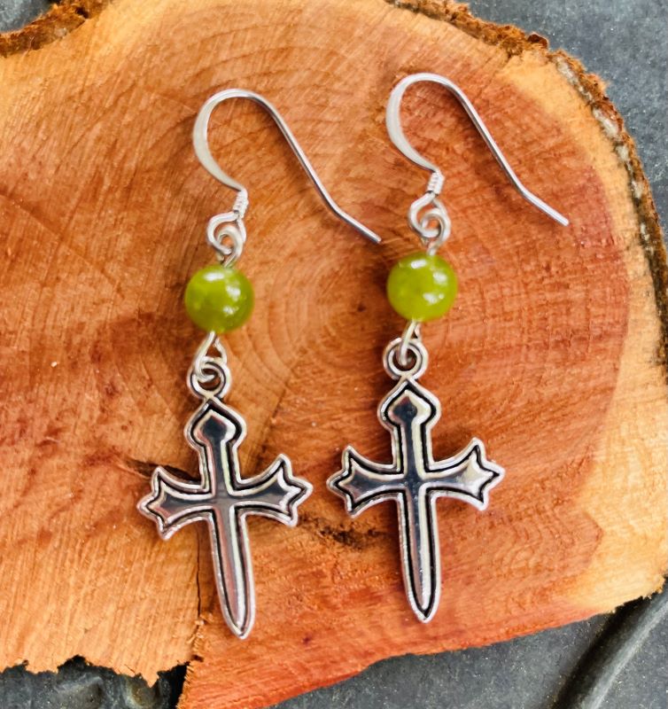 Gothic Cross with Jade