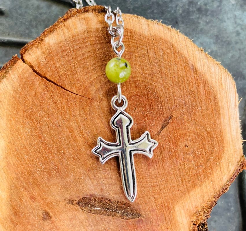 Gothic Cross with Jade