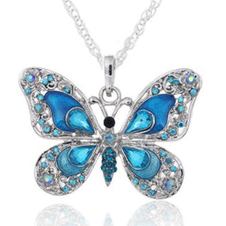 Butterfly Blue Rhinestone Necklace