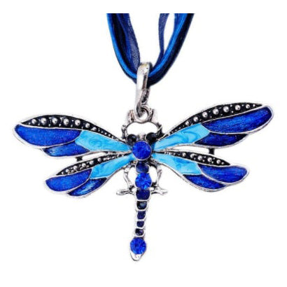 Dragonfly Blue Rhinestone Necklace