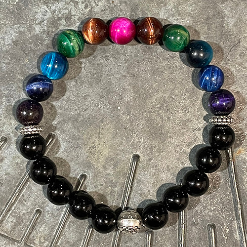 Multi-Color Tiger's Eye Bead Bracelet