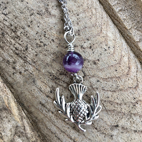 Outlander Thistle and Amethyst Necklace