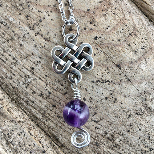 Outlander Voyager Celtic Knot Amethyst Necklace